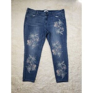 Lane Bryant Women's Jeans Skinny Embroidered Flowers Super Stretch Mid Rise Size